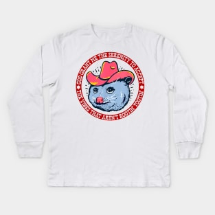 Accept The Vibes That Aren't Rootin' Tootin' Funny Opossum Kids Long Sleeve T-Shirt